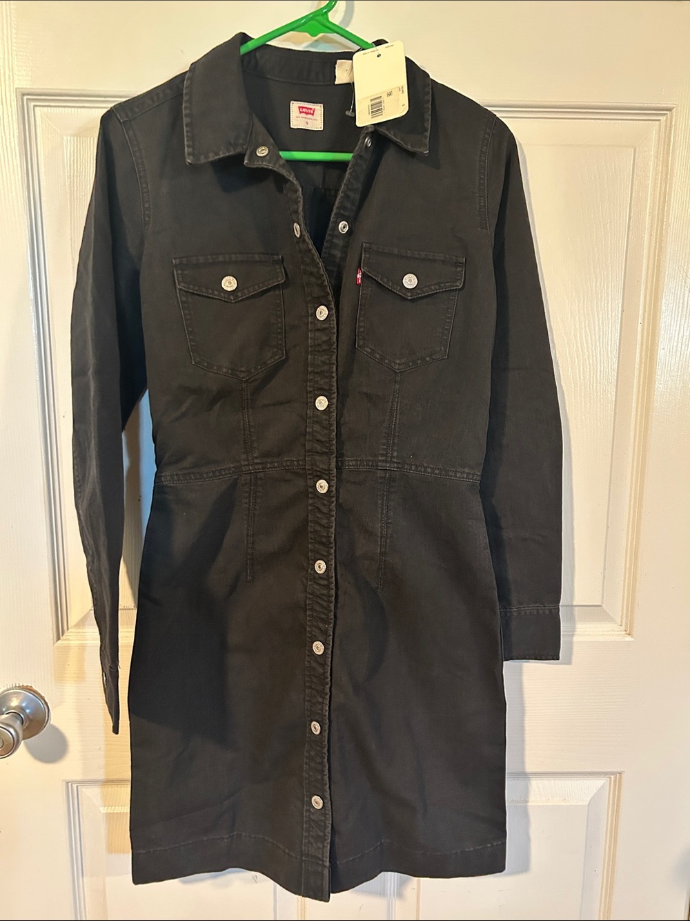 Levi's Black Long-Sleeve Button-Front Shirt Dress